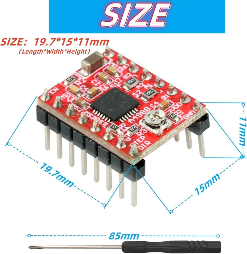 MTDELE 5Pcs A4988 Stepper Motor Driver Module Compatible with for 3D Printer Reprap Mendel Huxley Arduino with Heat Sink - Image 2